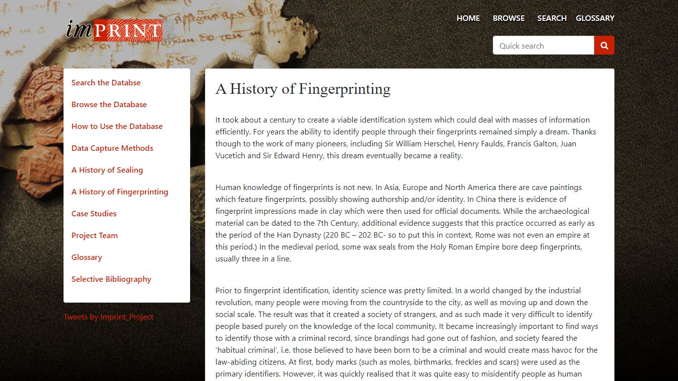 A History of Fingerprinting - Imprint