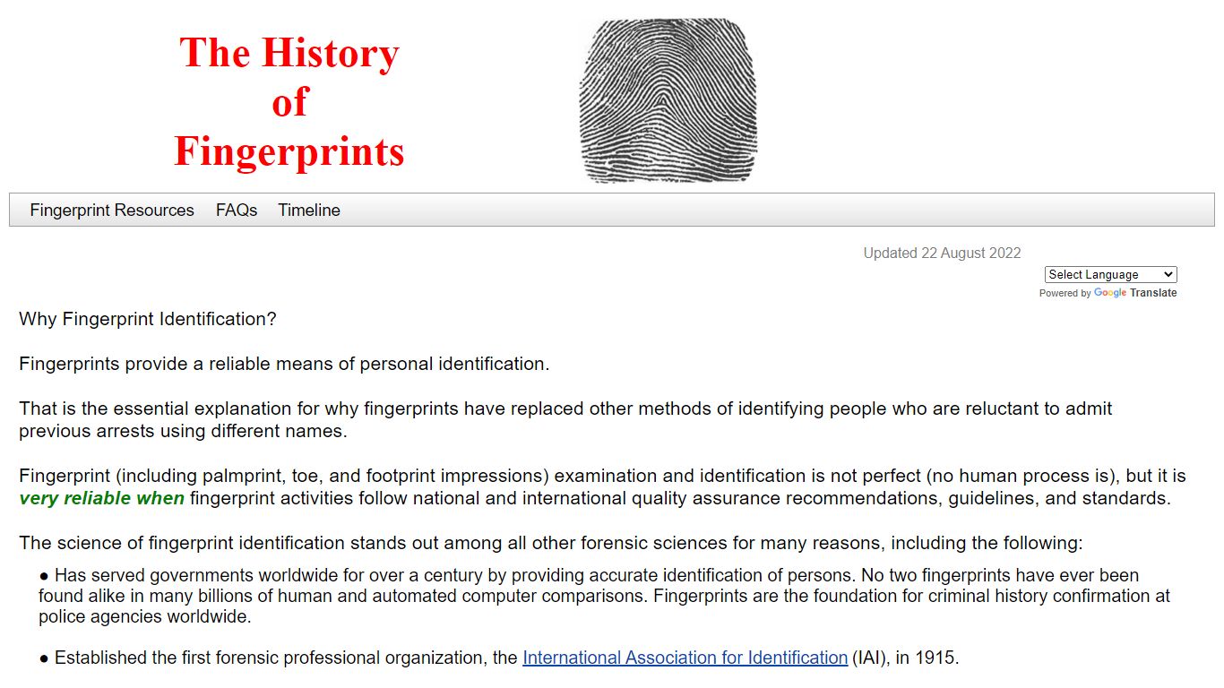 History of Fingerprints - onin